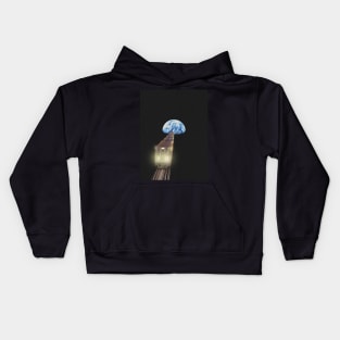 From earth to moon with train Kids Hoodie